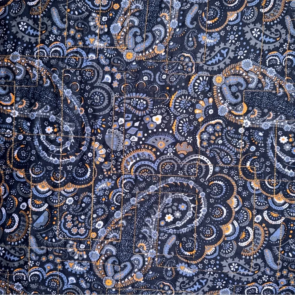 Donna Sharp Blue, Denim, Paisley, Tan Patchwork Quilt Size 87x89